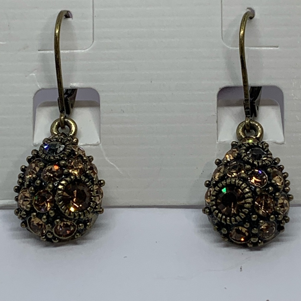 lia Sofia brass crystal drops on Lever back